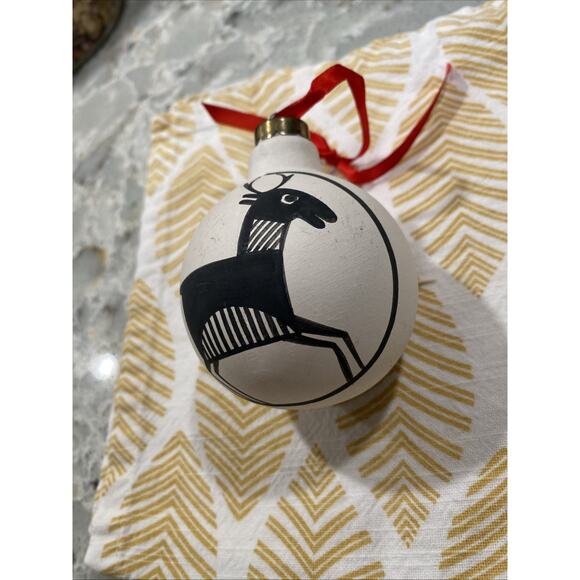 Vintage 3” Kokopelli Santa Fe Hand Painted Glass Ball Christmas Ornament - Picture 3 of 9